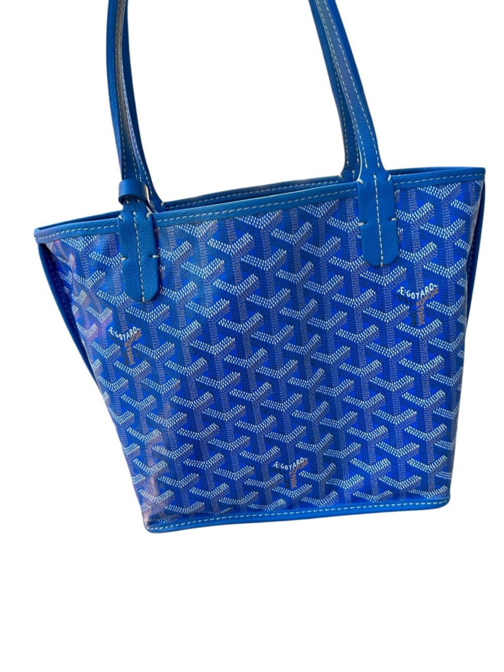 Genuine GOYARD Goyardine Sky Blue Anjou Reversible Mini Tote Bag